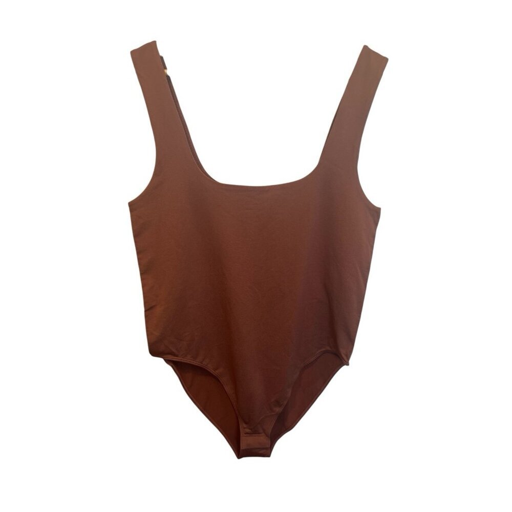 A New Day XL Rust Brown Bodysuit NWT Stretch Built-In Bra Sleeveless - Picture 4 of 10
